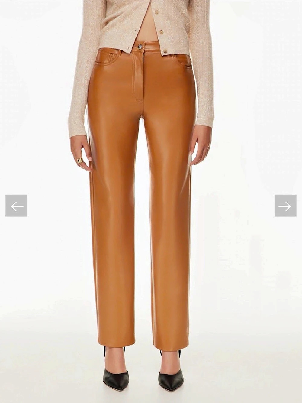 Wilfred The Melina Vegan Leather Straight Leg Pants Brown Size 2 Like New